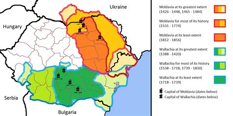 Principalities Of Moldavia And Wallachia At Their Greatest Least And