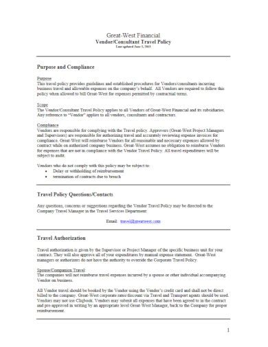Many corporate travel policies cover tips to 20 percent, but only when it's already been included in the bill as a service charge. 10+ Corporate Travel Policy Templates - DOC, PDF | Free ...