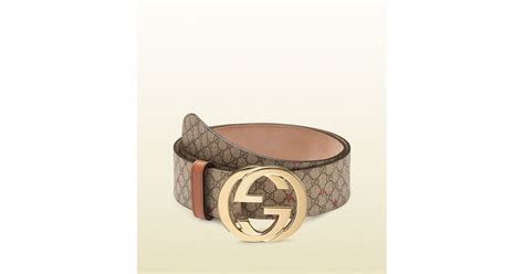 Gucci Supreme Canvas Belt With Interlocking G Buckle In Brown Lyst