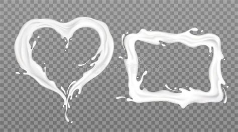 Milk Splash Frames Rectangle And Heart Shape Set 向量例证 插画 包括有 要素 纸盒