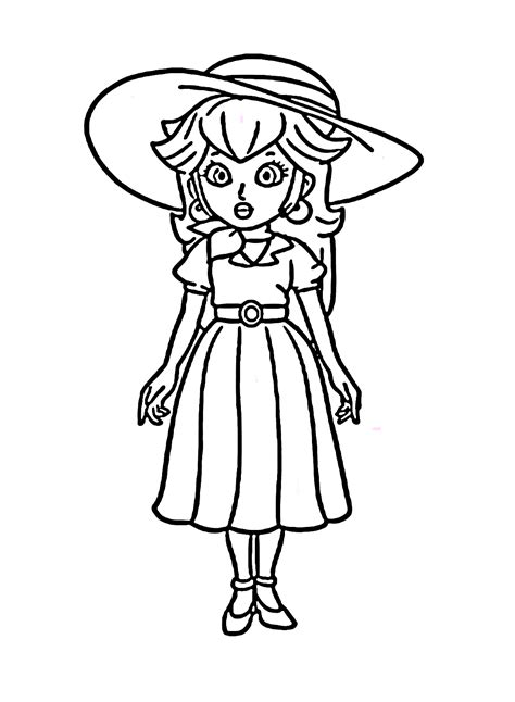 Princess Peach In Summer Dress Coloring Page Free Printable Coloring Pages