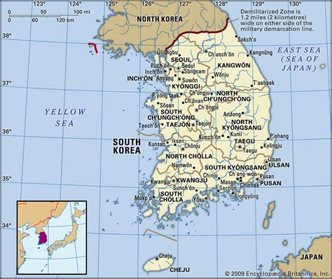 Map Of South Korea And Geographical Facts Where South Korea Is On The