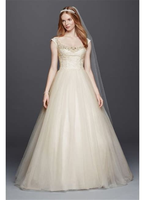 Great savings & free delivery / collection on many items. Oleg Cassini Cap Sleeve Tulle Wedding Dress | David's Bridal