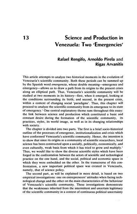 Pdf Science And Production In Venezuela Two Emergencies