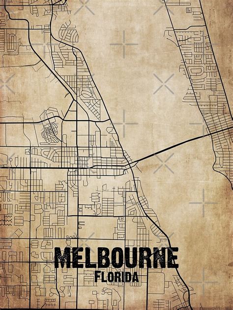 Vintage Melbourne Florida Map Vintage Map Of Melbourne Florida Melbourne Map Premium Matte