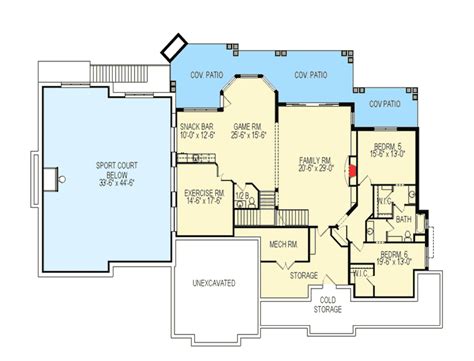 Exciting Traditional House Plan With Optional Sports Court 290016iy