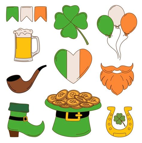 Premium Vector St Patrick Day Vector Illustration Set