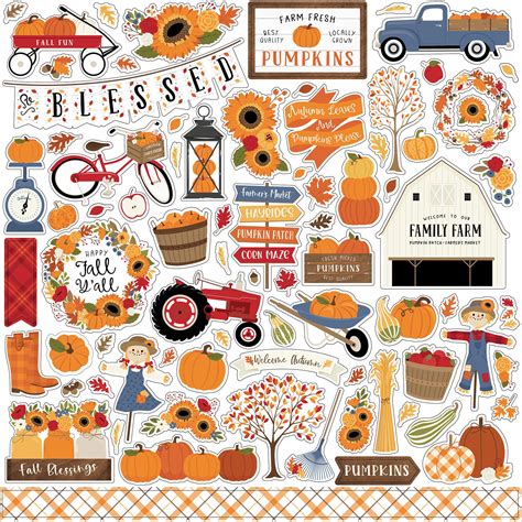 Echo Park Fall Cardstock Stickers 12x12 Elements 793888039605