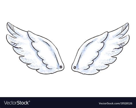 Cute Cartoon Wings With White Royalty Free Vector Image