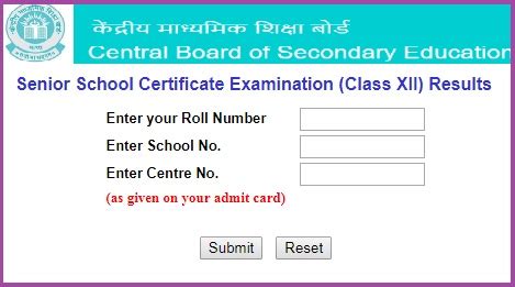 Cbse Th Class Result Roll No Wise Cbseresults Nic In