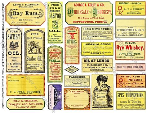 Apothecary Labels Antique Druggist Clip Art Paper Sticker Etsy