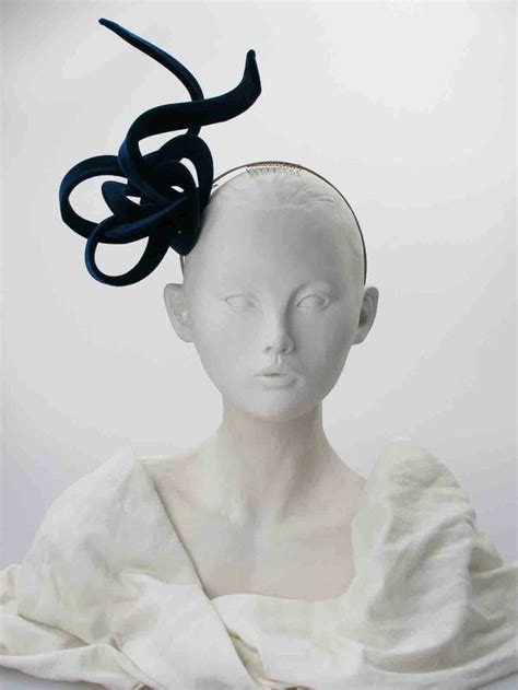 Philip Treacy Dark Blue Velvet Bow Headpiece Winter Wear Free Size