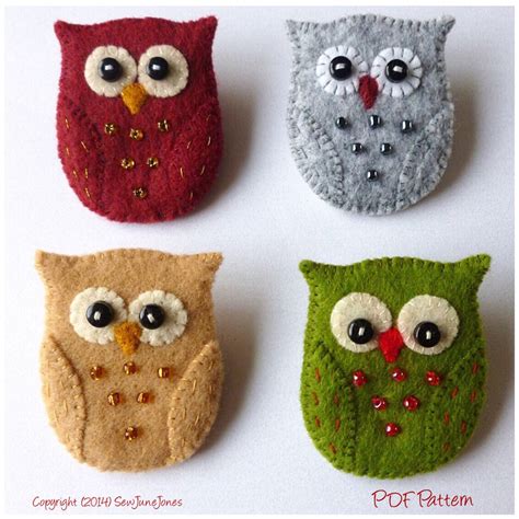 Owl Brooch Pin Pdf Sewing Pattern Instant Download Easy To Etsy