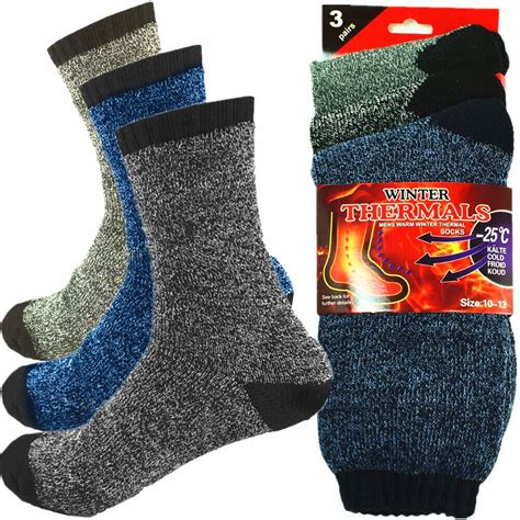 3 Pair Mens Winter Heavy Duty Heated Thermal Warm Socks Boot Work Sox