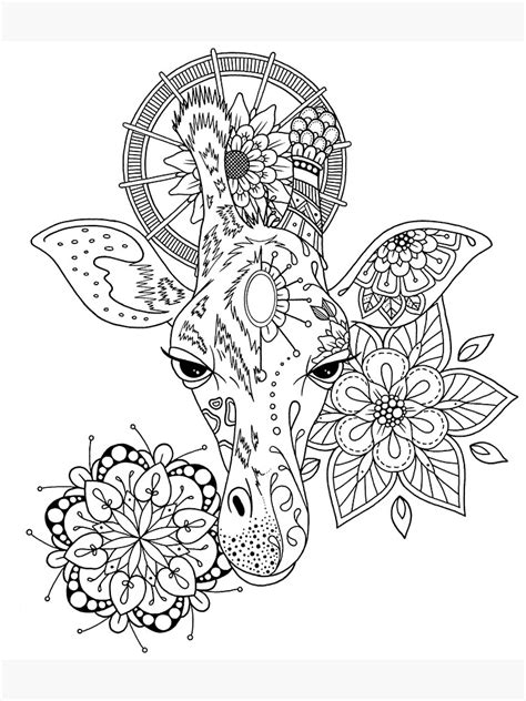 Giraffe And Mandalas Poster By Mfc Creations Redbubble