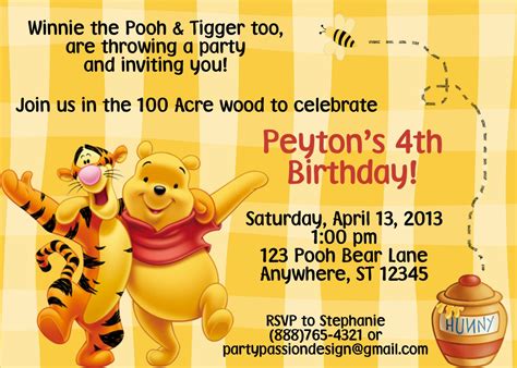 Winnie The Pooh Birthday Party Invitation Template Happy Birthday