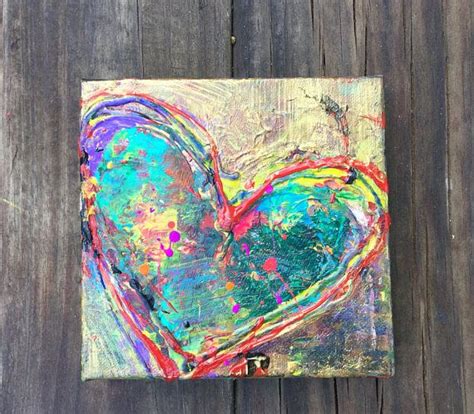 0275 Heart Painting Abstract Original Painting Small Acrylic Heart