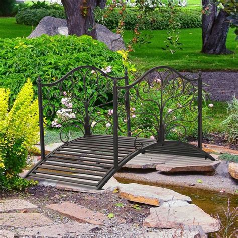 bring an elegant and romantic touch to any backyard with this 4 foot arched garden metal bridge