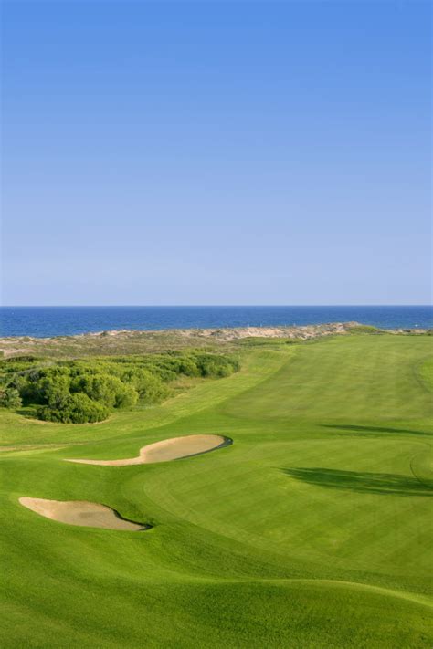 Premium Photo Golf Course Green Grass Near Sea Ocean
