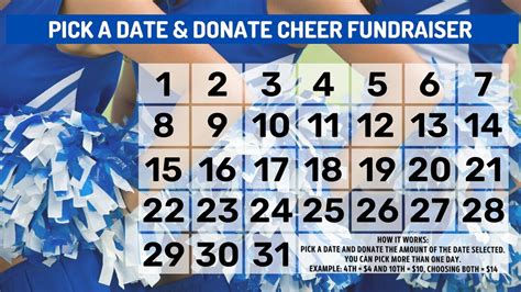 Cheerleading Fundraiser Pick A Date And Donate Calendar Etsy