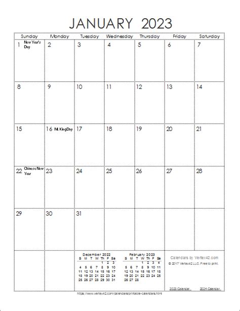 Download Blank Calendar 2023 12 Months On One Page Vertical 2023