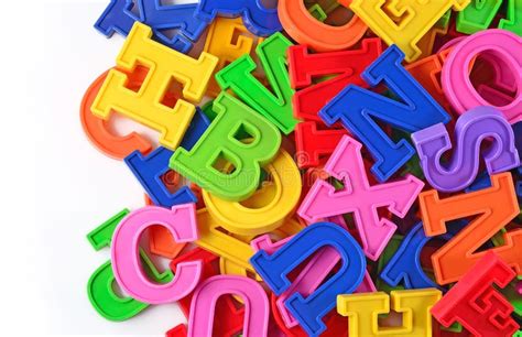 Colorful Plastic Alphabet Letters On A White Stock Photo Image Of