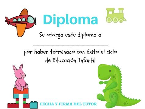 Colección De Diplomas Infantiles Para Fin De Curso Editar E Imprimir