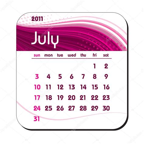 2011 Calendar July — Stock Vector © Marinakoven 4024263