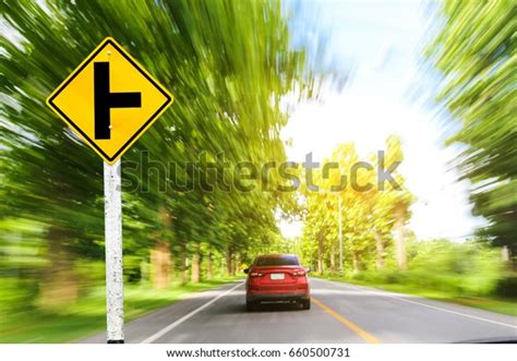 3way Intersection Signthree Separate Signs Traffic Stock Photo Edit