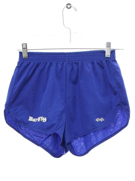 1980s Vintage Shorts 80s Dolfin Mens True Blue Sheeny Nylon Running Shorts Classic Style