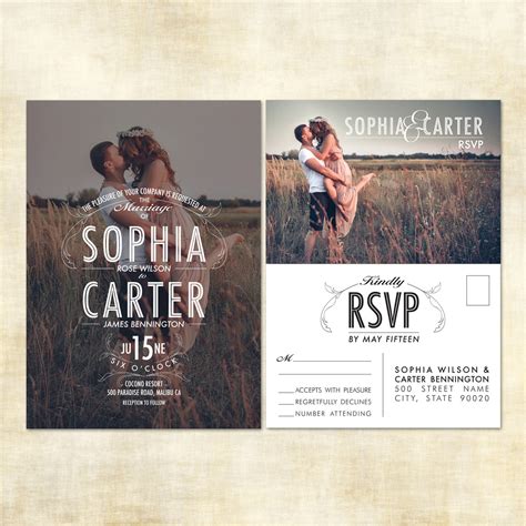 Sample Photo Wedding Invitation Rsvp Postcard By Agapeinvitations