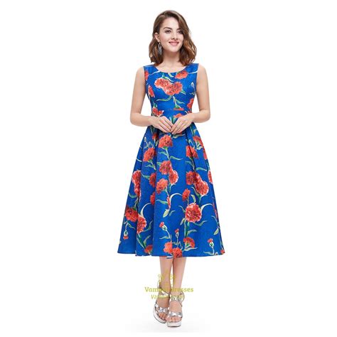 Blue Round Neck Sleeveless Floral Jacquard Fit And Flare Midi Dress