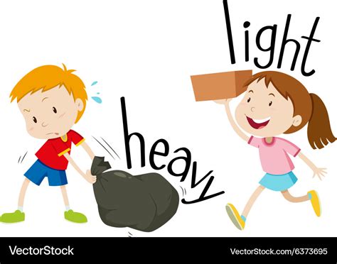 Opposite Adjectives Heavy And Light Royalty Free Vector