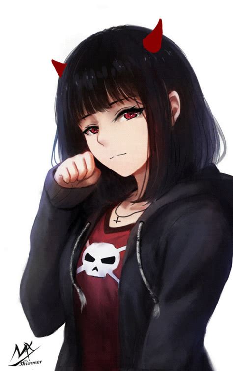 Download Devil Cute Anime Girl Art Wallpaper 840x1336