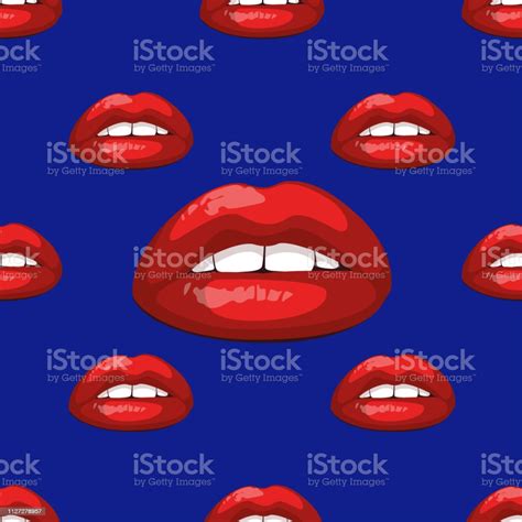 Colorful Lips Seamless Pattern Pop Art Background Vector Illustration