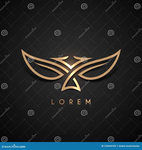 Golden Wings Logo Template On Black Background Stock Vector
