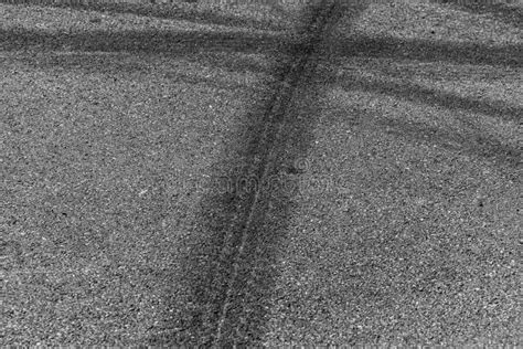 Tire Tracks Texture And Background Asphalt Texture With Line And Tire