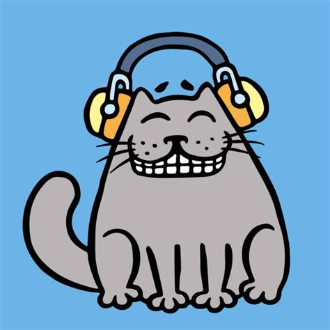 Best Cat Wearing Headphones Illustrations Royalty Free