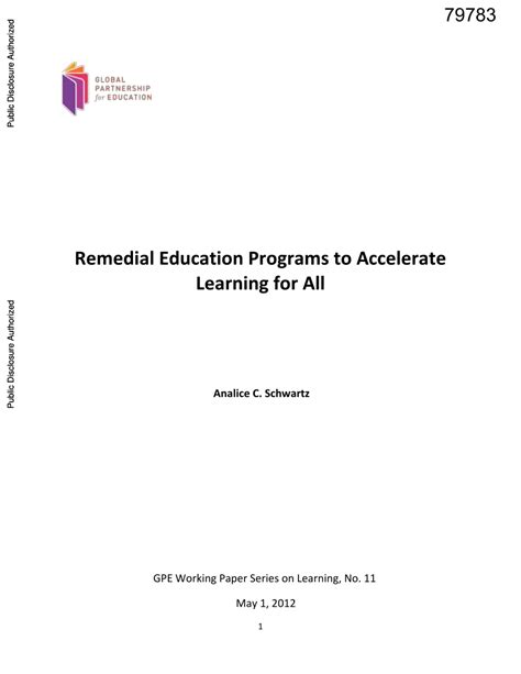 Pdf Remedial Education To Accelerate Learning For All