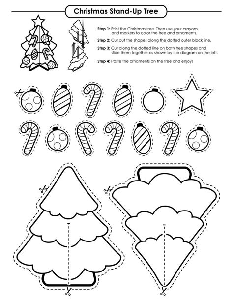 Christmas Tree Cut Out Worksheet For Kids To Learn How To Make The Shapes