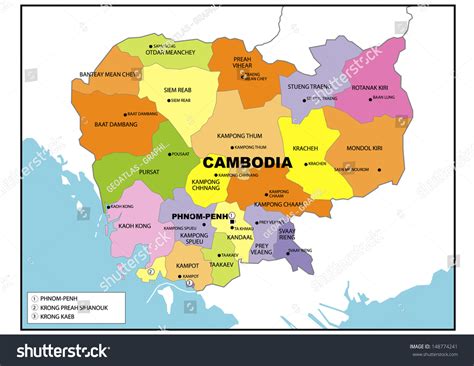 Political Map Cambodia Stock Illustration 148774241 Shutterstock