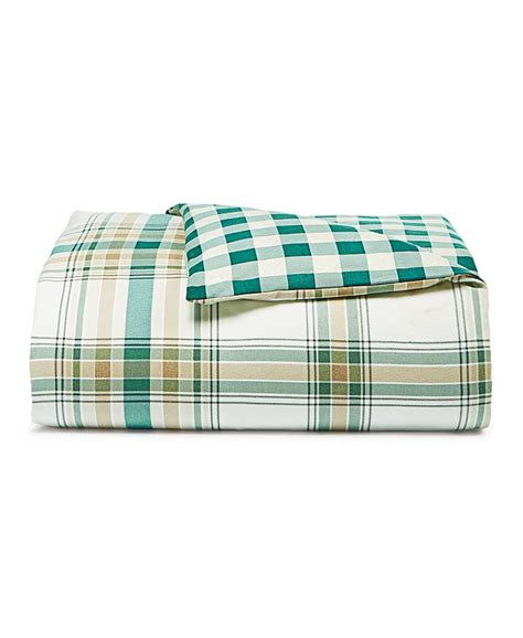 Martha Stewart Collection Holiday Flannel Neutral Plaid Comforter Twin