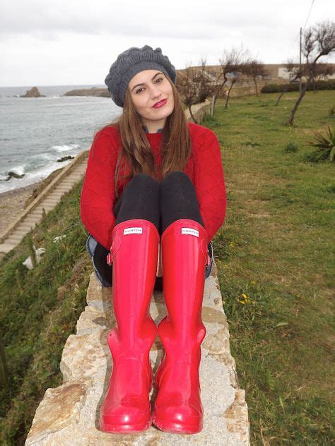 I Love Her Red Tights And Her Shiny Red Wellingtons Are So Sexy