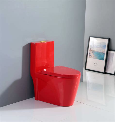 Multi Colored Bathroom Wc Ceramic One Piece Red Color Toilet Set With