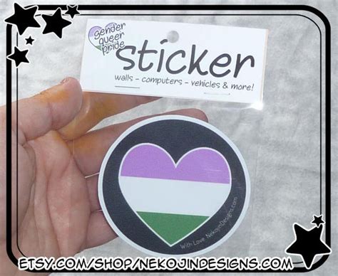 Gender Queer Pride Stickers Enby Non Binary Genderqueer Flag Etsy