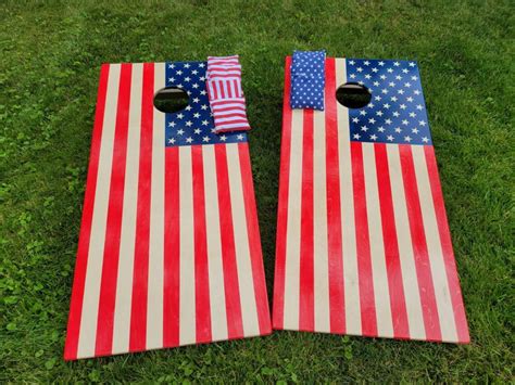 Patriotic Themed Cornhole Boards And Matching Bags Included Etsy