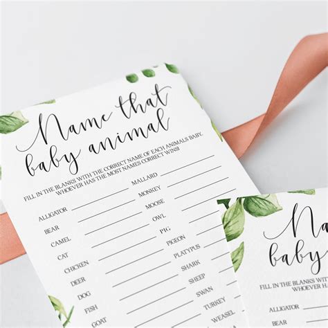 Animals Baby Name Quiz Baby Shower Game Printable