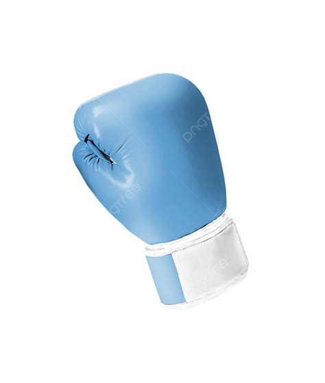 Blue Boxing Glove Isolated On White Background Punch Champ Leather