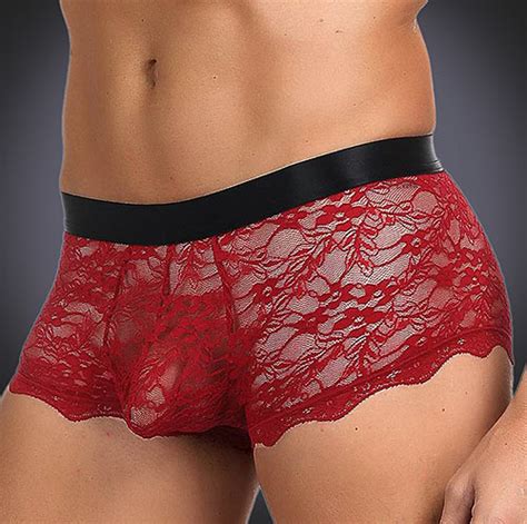 Lace Panties For Men With Lace Up Back In Red Or Black