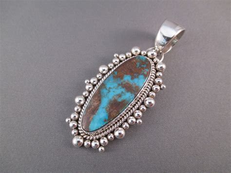 Royston Turquoise And Sterling Silver Pendant By Navajo Artie